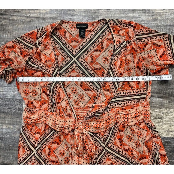 Lane Bryant Orange Sheer Swim Cover Tie Front Kimono Top Size 14/16 - Picture 7 of 11